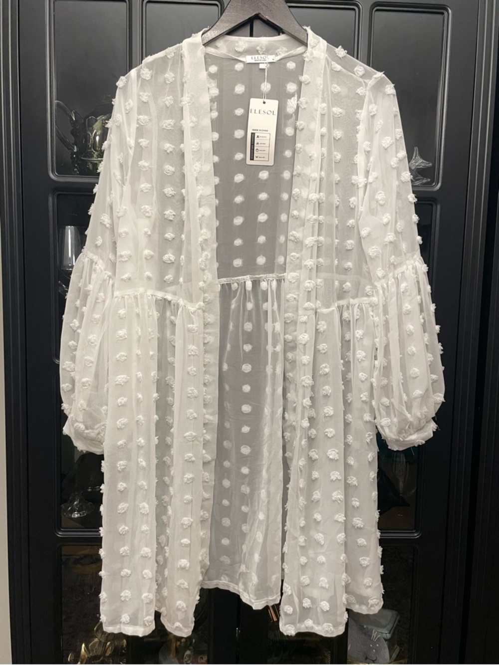 Elle White Swiss Dot Sheer Swim Coverup